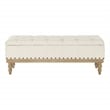 Landis Storage Bench in Linen White Fabric and Brushed Legs