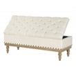 Landis Storage Bench in Linen White Fabric and Brushed Legs