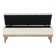 Landis Storage Bench in Linen White Fabric and Brushed Legs