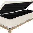 Landis Storage Bench in Linen White Fabric and Brushed Legs