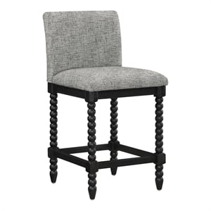 ELIZA 26&quot Spindle Counter Stool with Black Frame and Graphite Gray Fabric