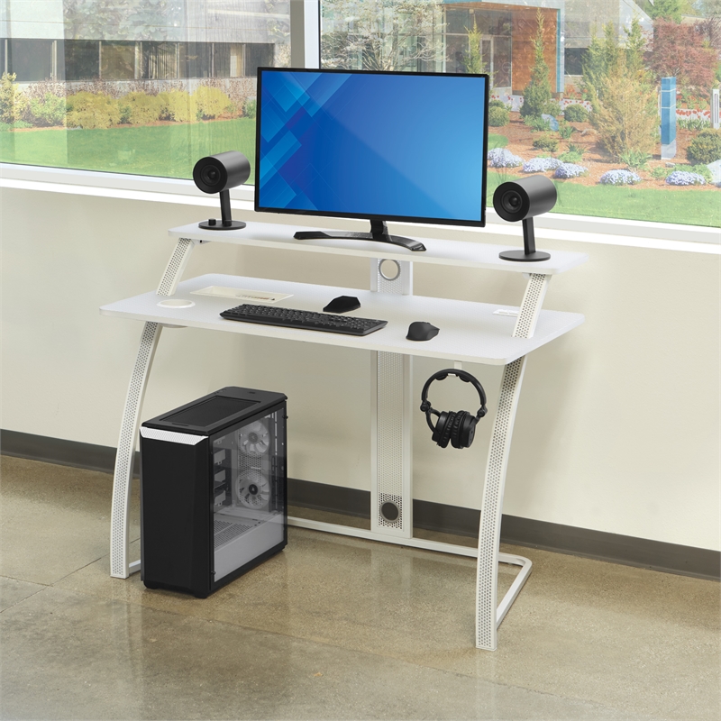 Code 30 Battlestation Gaming Desk in Engineered Wood White Finish