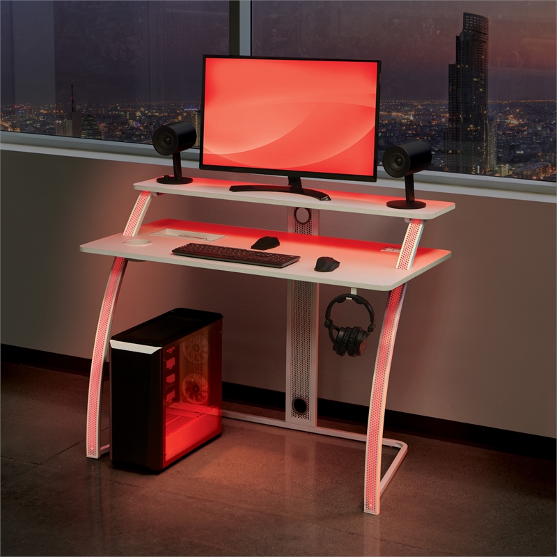 Code 30 Battlestation Gaming Desk in Engineered Wood White Finish