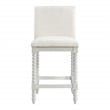 Kaylee 26 Spindle Counter Stool in Linen White Fabric and Antique White Frame