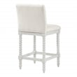 Kaylee 26 Spindle Counter Stool in Linen White Fabric and Antique White Frame