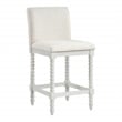 Kaylee 26 Spindle Counter Stool in Linen White Fabric and Antique White Frame