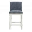 Kaylee 26 Spindle Counter Stool in Indigo Fabric and Antique White Frame
