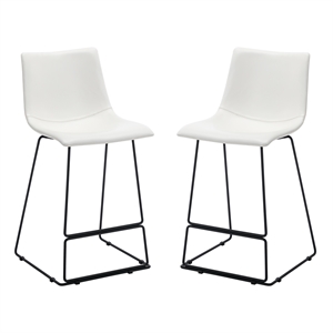 Nash 26&quot Counter Stool in White Faux Leather 2 Pack