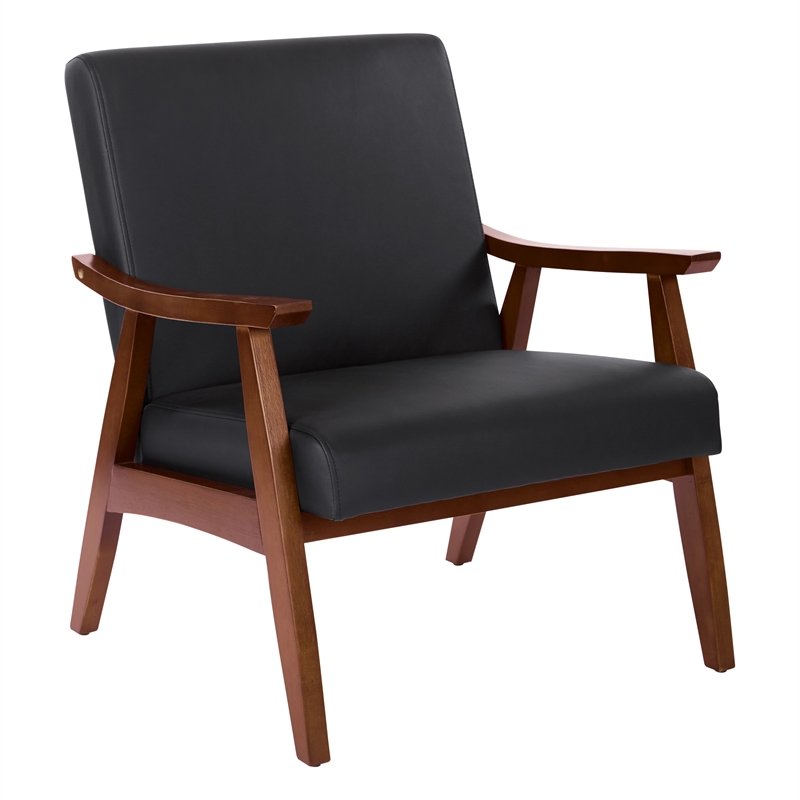 Davis Chair in Dillon Black Fabric with medium Espresso frame.