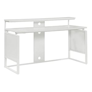 Ace 60&quot Desk with Hutch in Engineered Wood White Top and White Frame