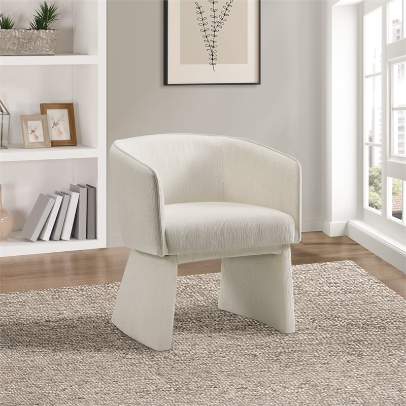 Lucas Accent Chair in Snow White Fabric with Bolted Legs