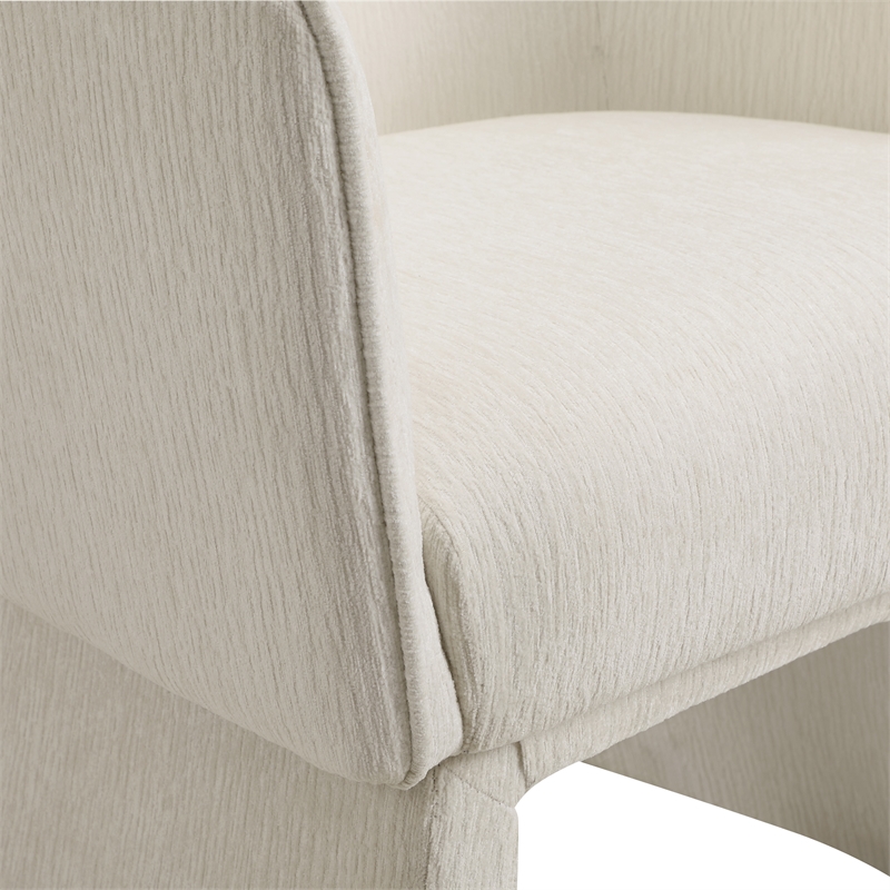 Lucas Accent Chair in Snow White Fabric with Bolted Legs