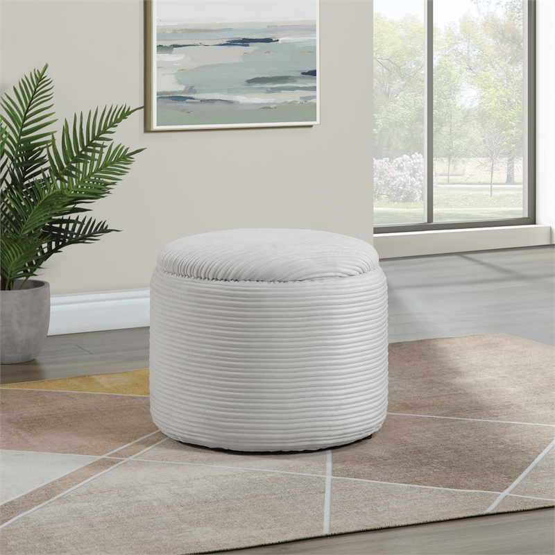 Brayfield Storage Ottoman in Taupe Cord Fabric