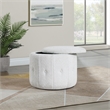 Brayfield Storage Ottoman in Sherpa Parchment Off White Fabric