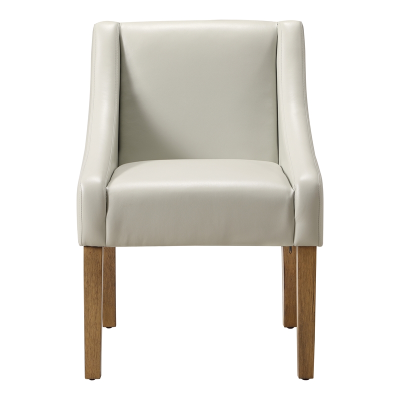 Monarch Dining Chair in Cream Faux Leather with Medium Espresso Wood Legs