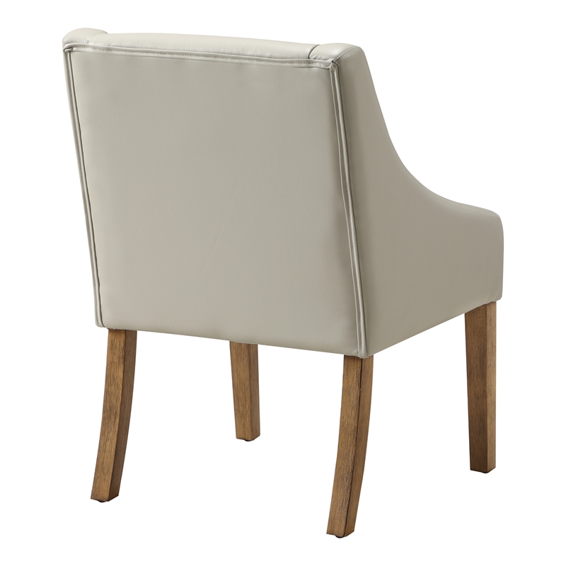 Monarch Dining Chair in Cream Faux Leather with Medium Espresso Wood Legs