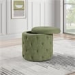 Erindale Round Storage Ottoman in Moss Green Fabric