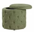 Erindale Round Storage Ottoman in Moss Green Fabric