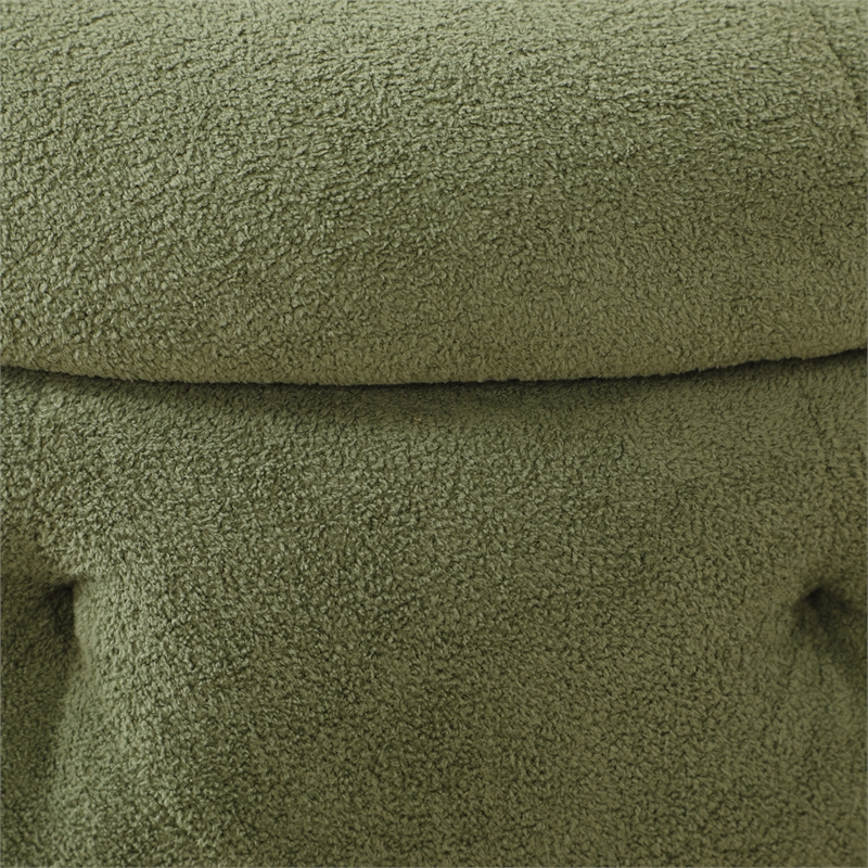 Erindale Round Storage Ottoman in Moss Green Fabric