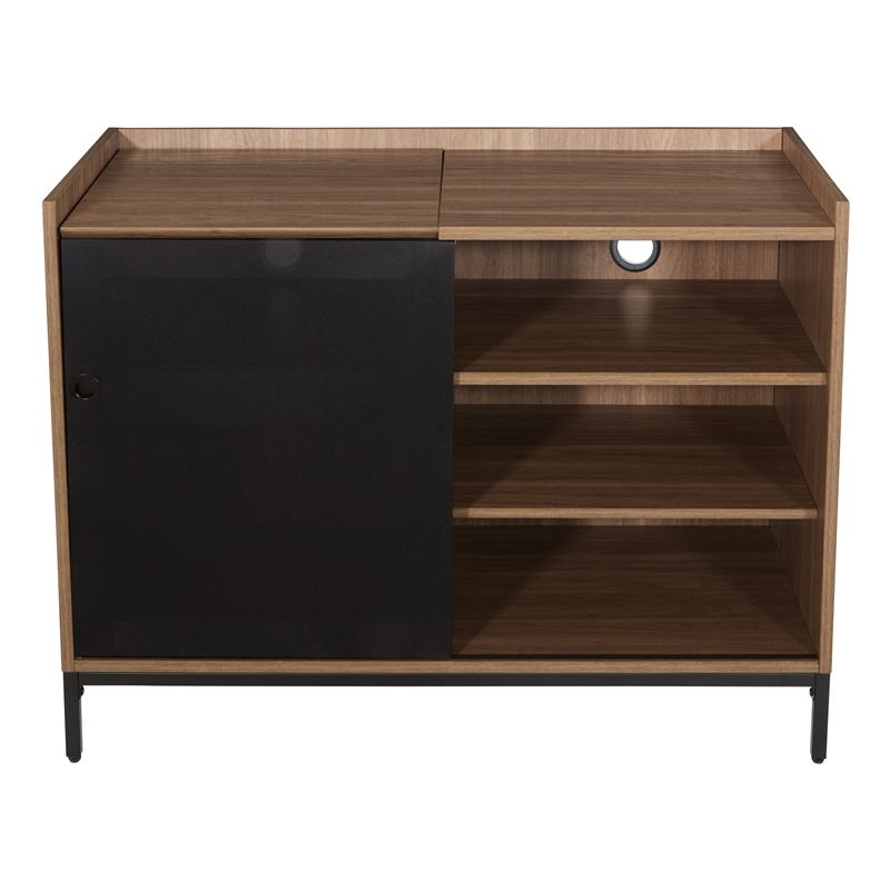 Colmar Record Player Stand with Album Storage in Engineered Wood Walnut Finish