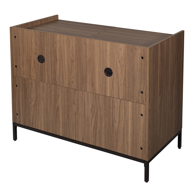 Colmar Record Player Stand with Album Storage in Engineered Wood Walnut Finish