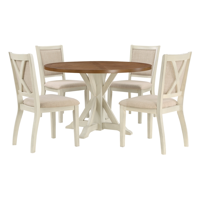 Delina 5-PC Dining Set in Engineered Wood  Antique Natural Top