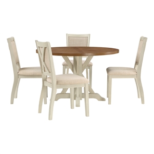 Delina 5-PC Dining Set in Engineered Wood  Antique Natural Top