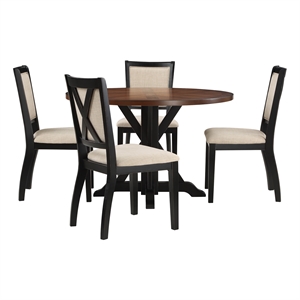 Delina 5-PC Dining Set in Engineered Wood Natural Tobacco Top