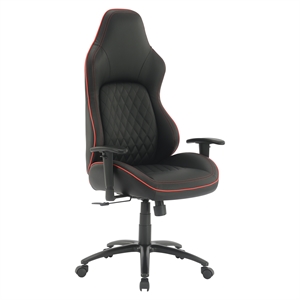 High Stakes Gaming Chair Black Bonded Leather with Red Accents