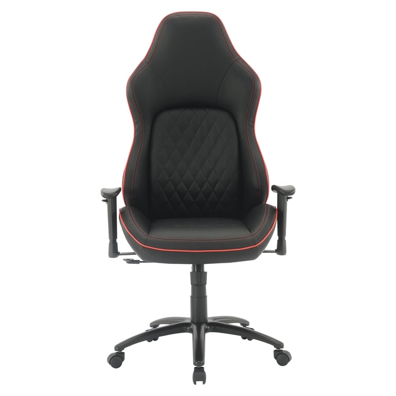 High Stakes Gaming Chair Black Bonded Leather with Red Accents