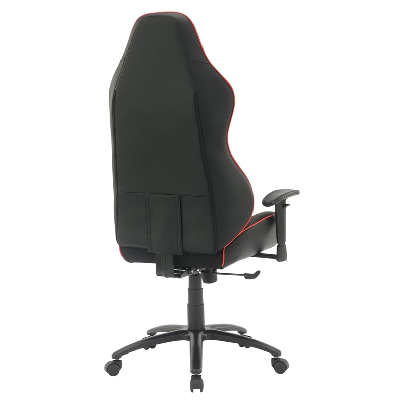 High Stakes Gaming Chair Black Bonded Leather with Red Accents