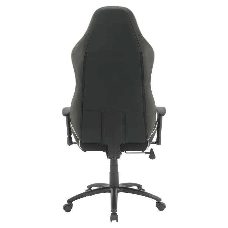 High Stakes Gaming Chair Black Bonded Leather with White Accents