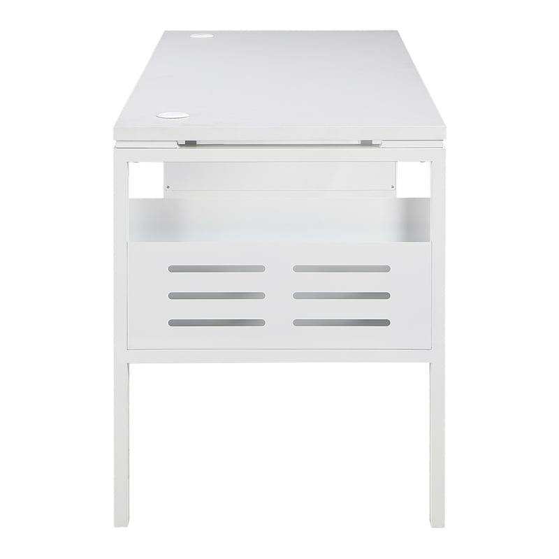 Prado 60x24 Desk with Storage in Metal Schattdecor White Carbon Fiber Desk Top