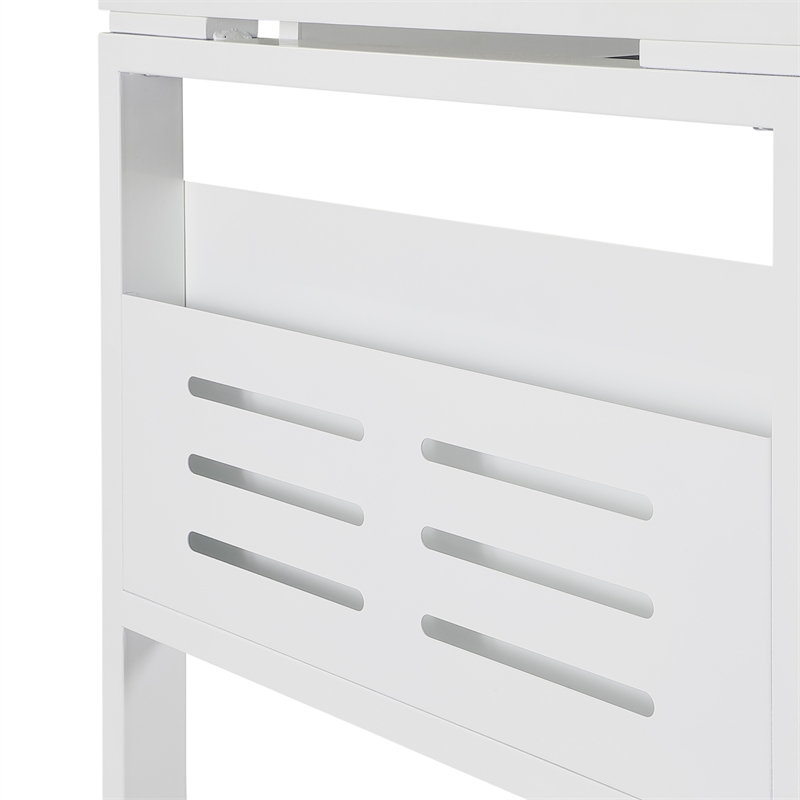 Prado 60x24 Desk with Storage in Metal Schattdecor White Carbon Fiber Desk Top