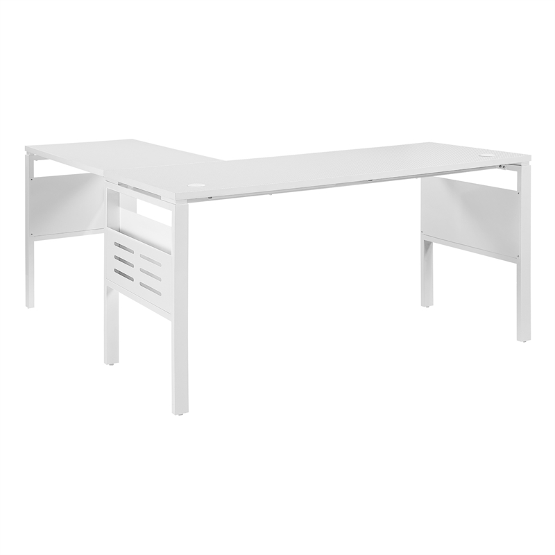 Prado 60x60 L Desk with Storage in Metal Schattdecor White Carbon Fiber Desk Top