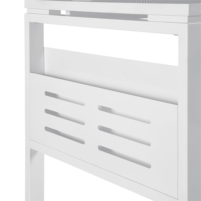 Prado 60x60 L Desk with Storage in Metal Schattdecor White Carbon Fiber Desk Top