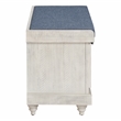 Dover Storage Bench in Wood Distress White with Navy Fabric Cushion ASM