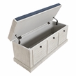 Dover Storage Bench in Wood Distress White with Navy Fabric Cushion ASM