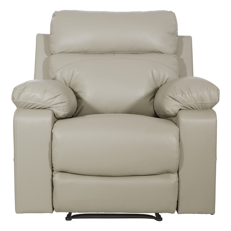 Bryson Recliner Pillow Back in Taupe Faux Leather