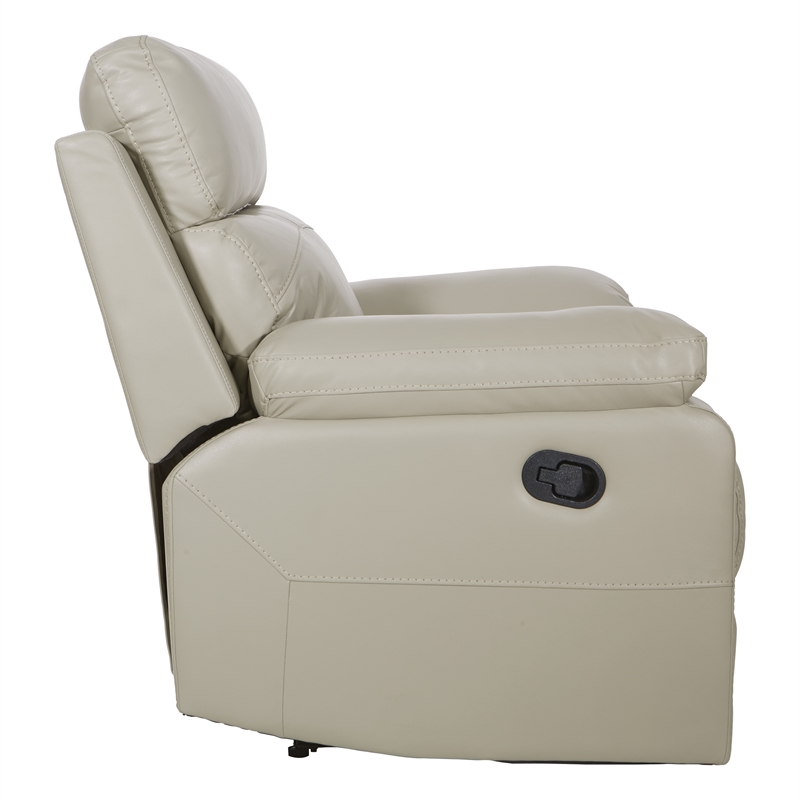 Bryson Recliner Pillow Back in Taupe Faux Leather