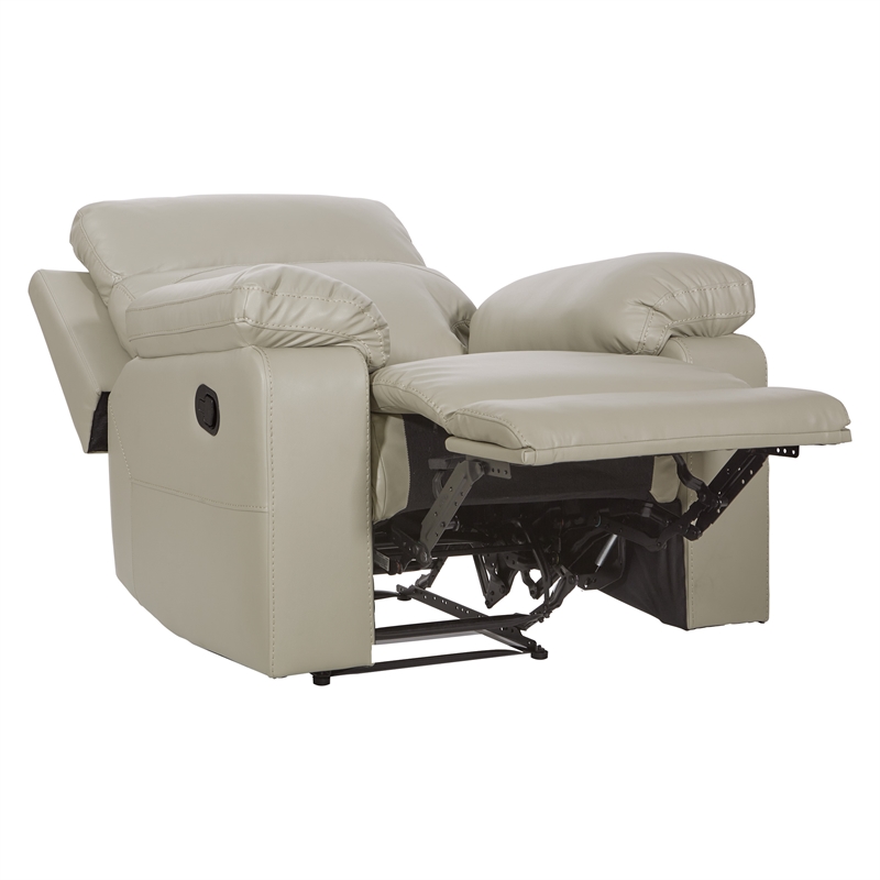 Bryson Recliner Pillow Back in Taupe Faux Leather