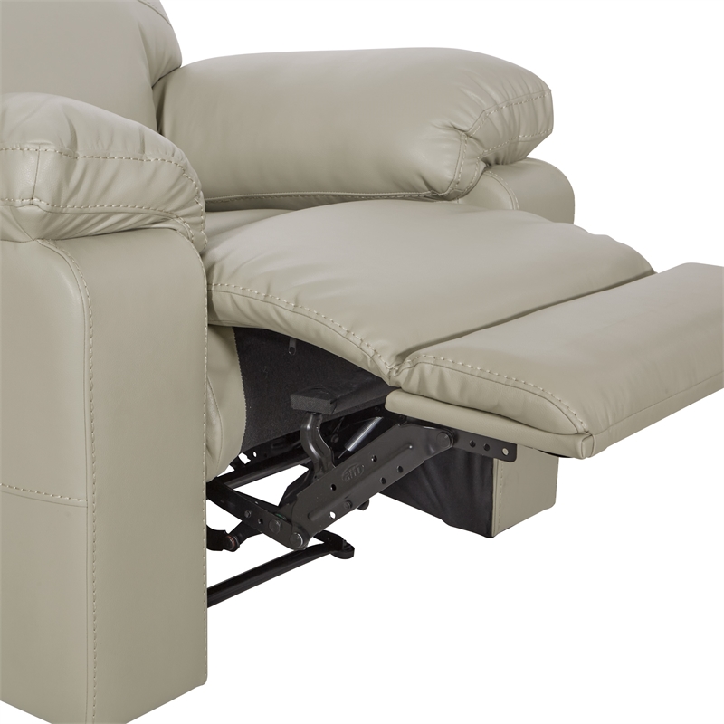 Bryson Recliner Pillow Back in Taupe Faux Leather
