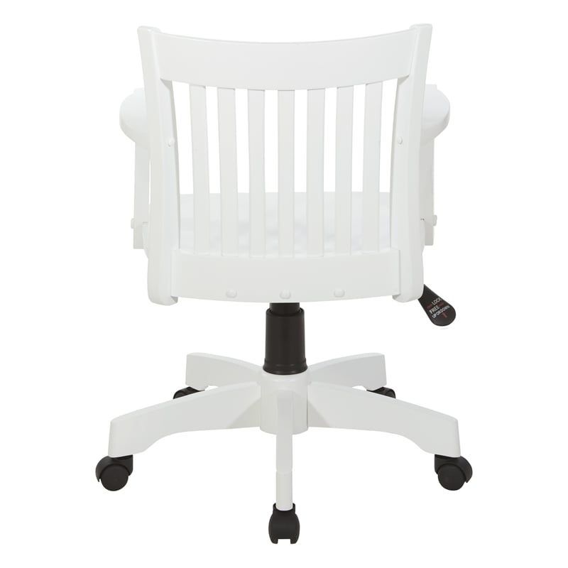 Deluxe Wood Bankers Chair with Wood Seat in White Wood Finish