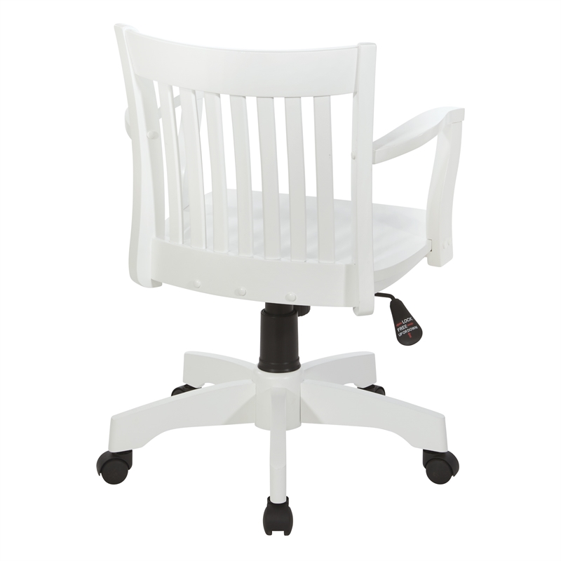 Deluxe Wood Bankers Chair with Wood Seat in White Wood Finish