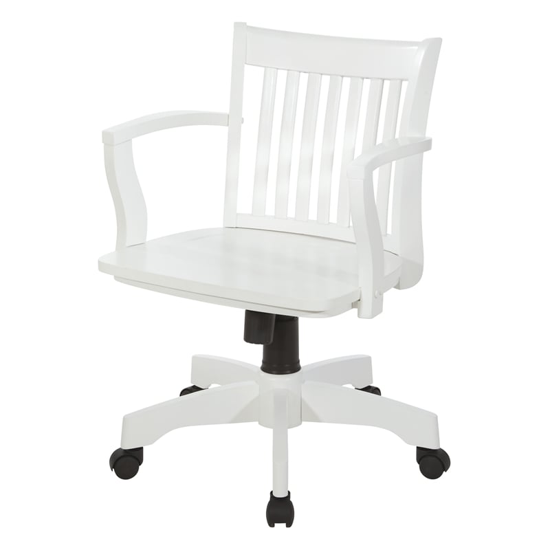 Deluxe Wood Bankers Chair with Wood Seat in White Wood Finish