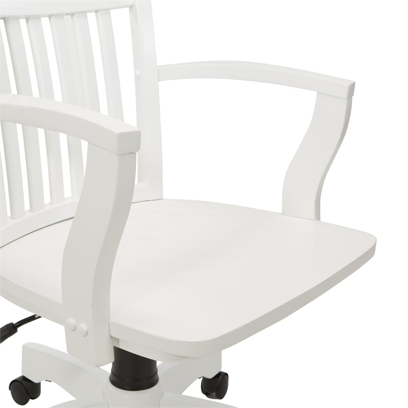 Deluxe Wood Bankers Chair with Wood Seat in White Wood Finish