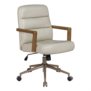 henfield office chair faux leather with dark wood arms