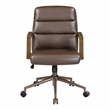 Henfield Office Chair- Chocolate Faux Leather with Dark Wood Arms