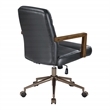 Henfield Office Chair- Black Faux Leather with Dark Wood Arms