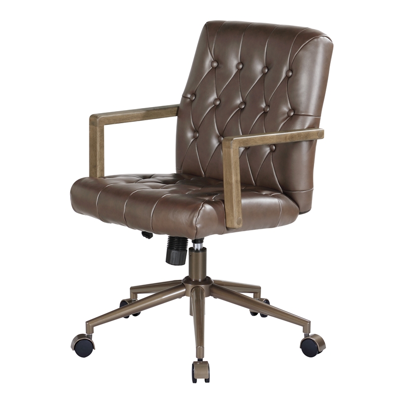 Waltham Office Chair in Chocolate Faux Leather